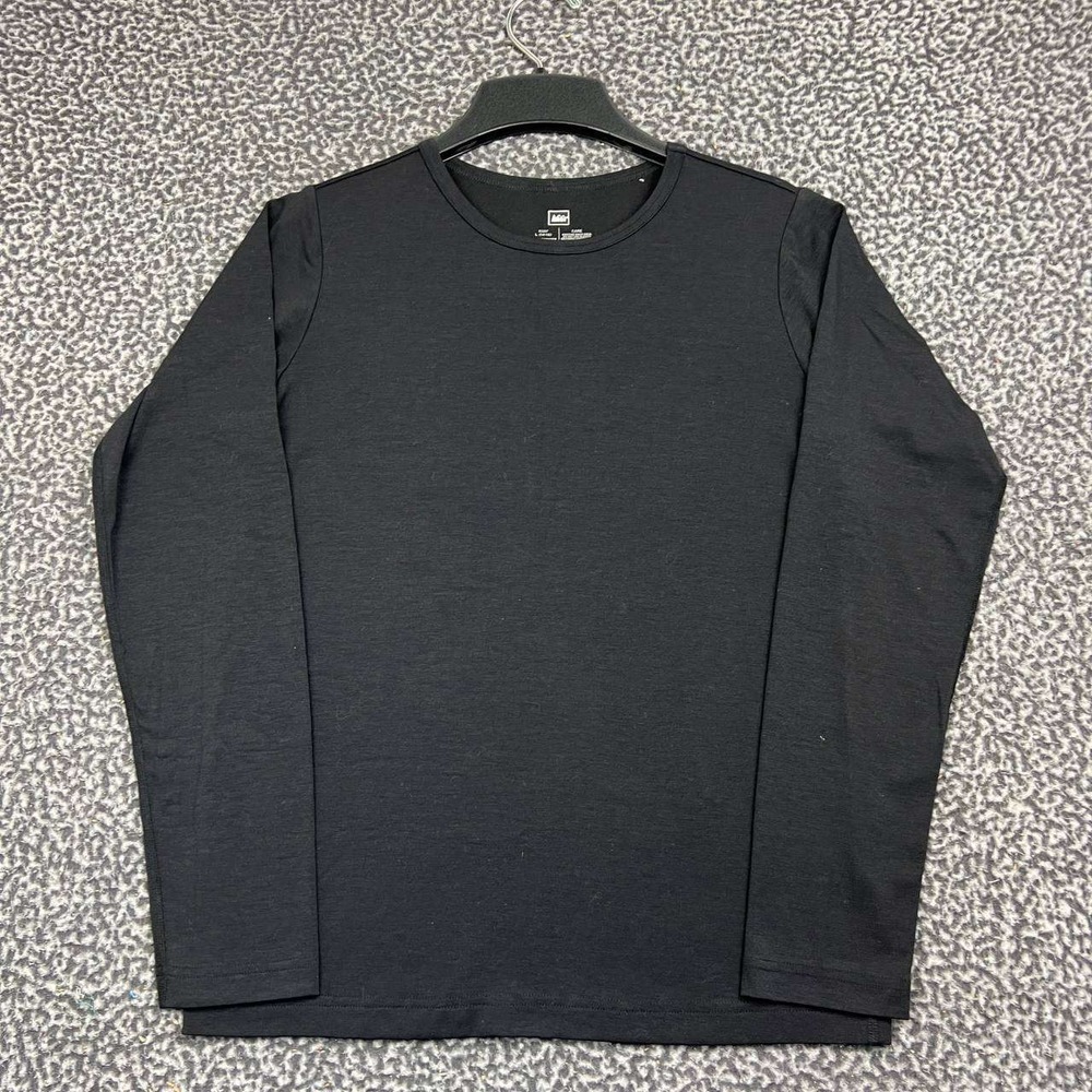 REI Shirt Kids Large 14-16 Black Blank Long Sleeve Crew Neck L
